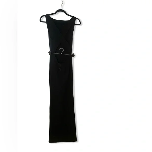 HELSA Lanli Knit Dress black open back maxi gown column sheath FWRD Revolve S - Picture 9 of 14